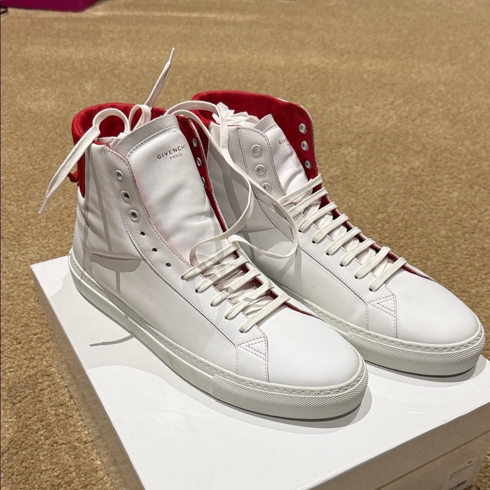 Givenchy White and Red High-Top Sneakers